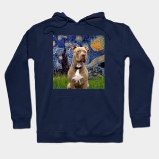 Pit Bull in Adaptation of Starry Night by Van Gogh Hoodie